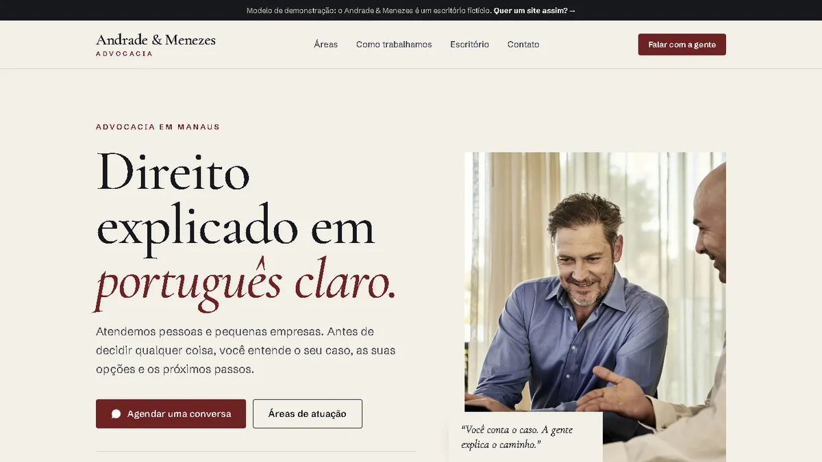 Modelo de site para escritório de advocacia