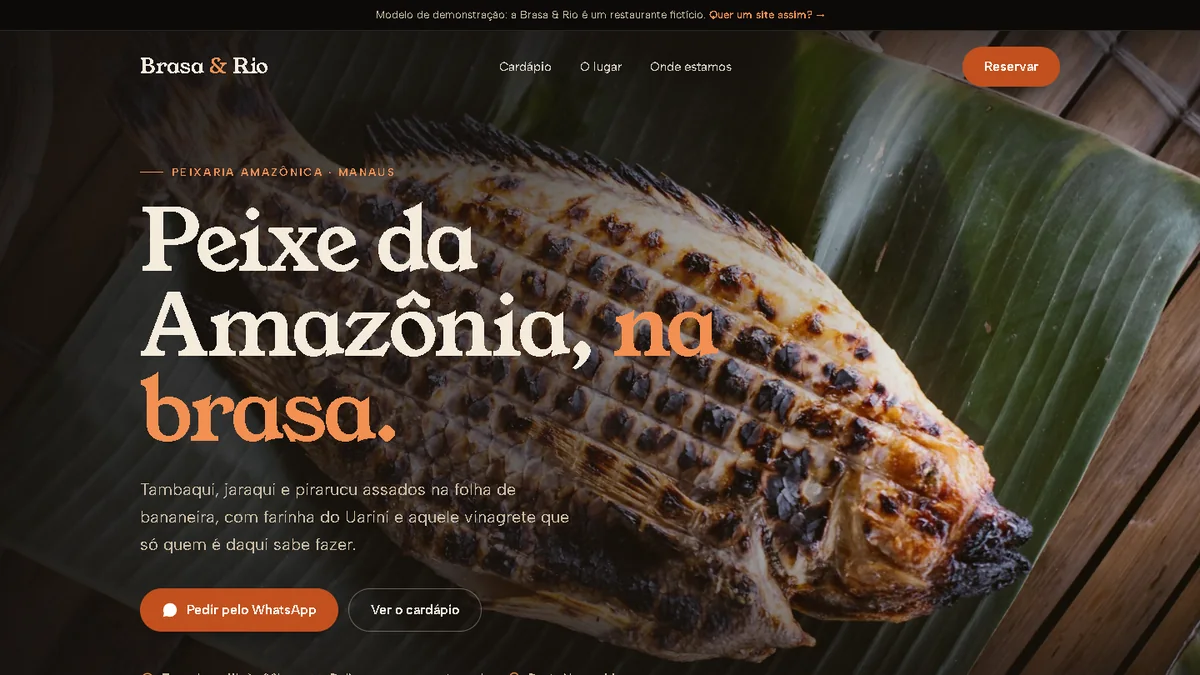 Modelo de site para peixaria amazônica